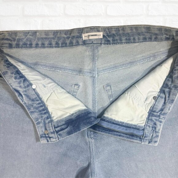 Good American Good Waist Palazzo Jeans Light Blue Size 16 Plus Wide Leg HighRise - Picture 5 of 11